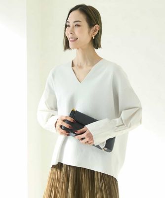 シャツ切り替えオーバーサイズＶネックニット