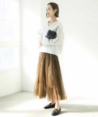 シャツ切り替えオーバーサイズＶネックニット