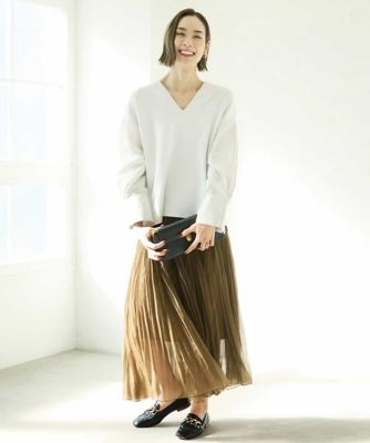 シャツ切り替えオーバーサイズＶネックニット