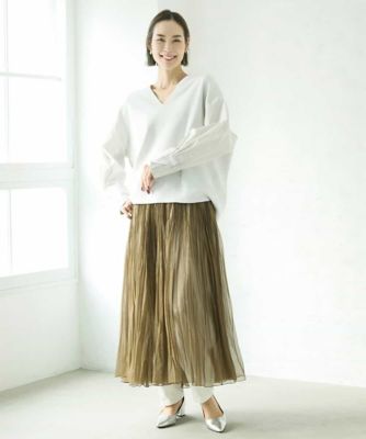 シャツ切り替えオーバーサイズＶネックニット