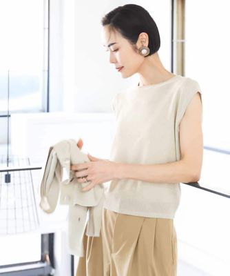 ＜MICHEL KLEIN (Women)＞［アンサンブル対応］スパンコールフレンチスリーブニット