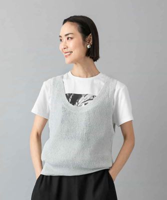 クラネ ニットベスト ホワイト 送込み 完売品 美品 セール】 【洗える】MIX COLORED ニット ベスト （ベスト）｜L size