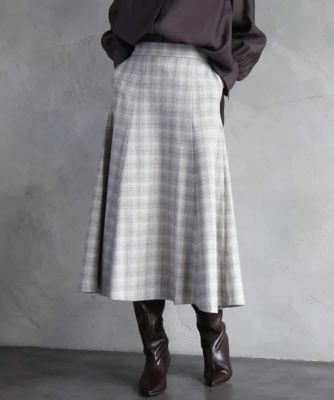 MICHEL KLEIN (Women)/ミッシェルクラン 2WAYストレッチチェックフレアスカート 91ライトグレー ロングスカート【三越伊勢丹/公式】