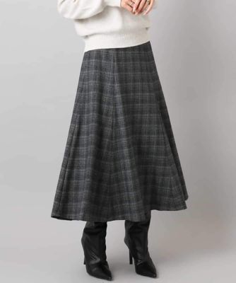 MICHEL KLEIN (Women)/ミッシェルクラン 2WAYストレッチチェックフレアスカート 94ブラック ロングスカート【三越伊勢丹/公式】