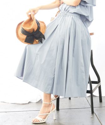 ＜MICHEL KLEIN (Women)＞［ドライタッチ］スピンドルギャザースカート　無地（セットアップ対応）