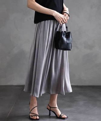 MICHEL KLEIN (Women)/ミッシェルクラン シャンブレーギャザースカート