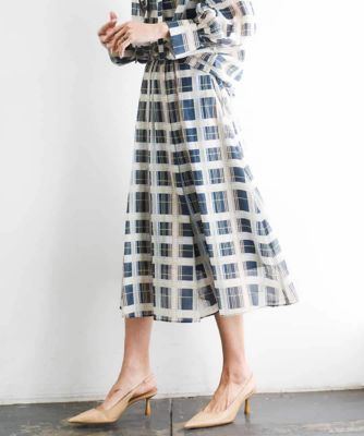＜MICHEL KLEIN (Women)＞［セットアップ対応］チェック柄タックフレアスカート