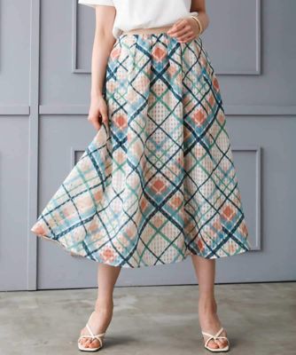 ＜MICHEL KLEIN (Women)＞［オリジナルプリント］チェックフレアスカート