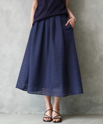 ＜MICHEL KLEIN (Women)＞シアーチェックジャカードフレアスカート