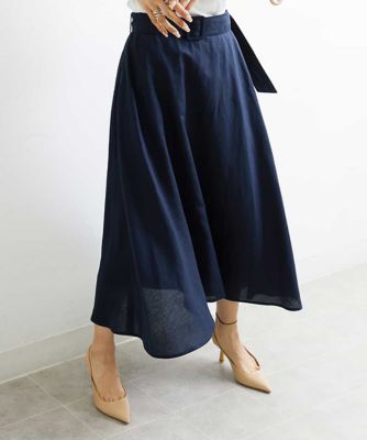 ＜MICHEL KLEIN (Women)＞［ＹＵＲＩ　ＫＯＢＡＹＡＳＨＩコラボ／セットアップ対応］リネンロングフレアスカート