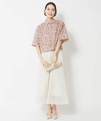 シアーオーガンジーエンボスフレアスカート