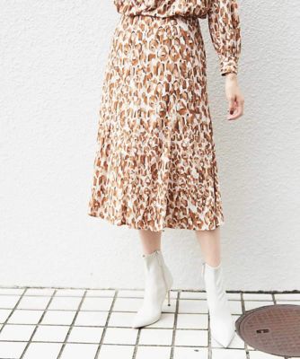 MICHEL KLEIN (Women)/ミッシェルクラン ［セットアップ対応／洗える］ペイントレオパードプリントジャージースカート