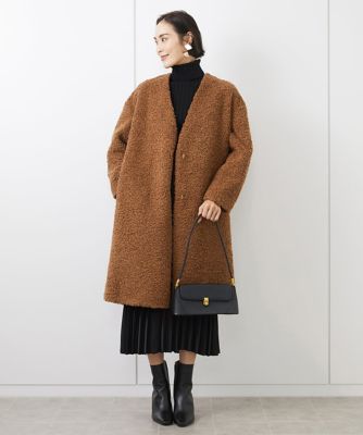 ノーカラーボアコート | MICHEL KLEIN (Women)/ミッシェルクラン