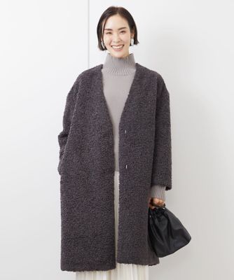 ノーカラーボアコート | MICHEL KLEIN (Women)/ミッシェルクラン