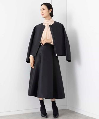 バックサテンノーカラーブルゾン