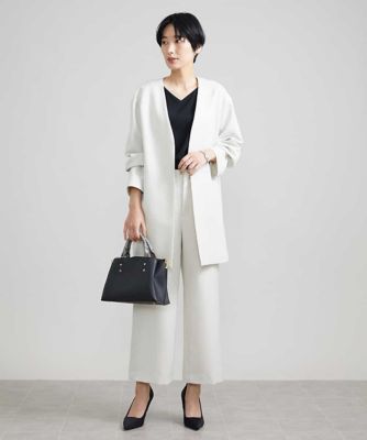 ［セットアップ対応］ノーカラーロングジャケット（裏地なし）