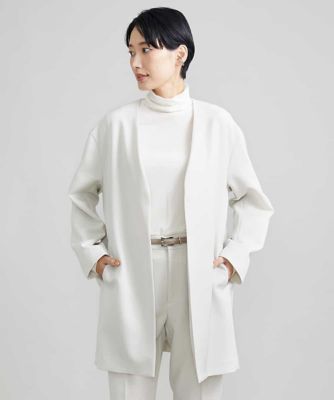 ［セットアップ対応］ノーカラーロングジャケット（裏地なし）