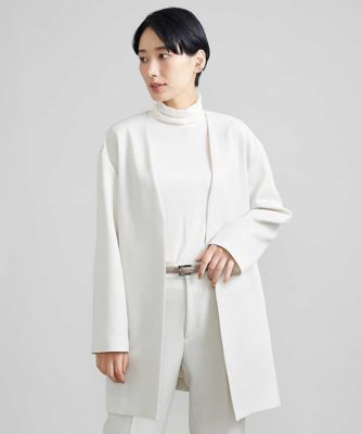 ［セットアップ対応］ノーカラーロングジャケット（裏地なし）