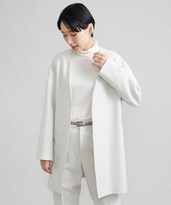 ［セットアップ対応］ノーカラーロングジャケット（裏地なし）