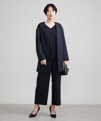 ［セットアップ対応］ノーカラーロングジャケット（裏地なし）