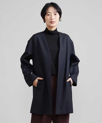 ［セットアップ対応］ノーカラーロングジャケット（裏地なし）