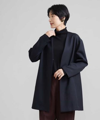 ［セットアップ対応］ノーカラーロングジャケット（裏地なし）