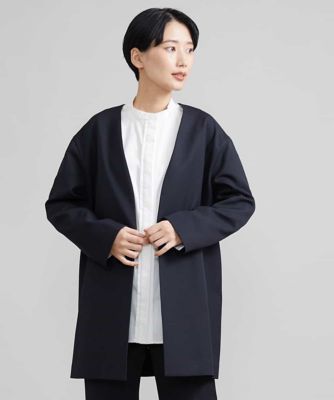 ［セットアップ対応］ノーカラーロングジャケット（裏地なし）