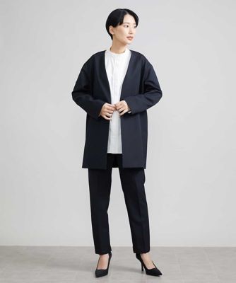 ［セットアップ対応］ノーカラーロングジャケット（裏地なし）