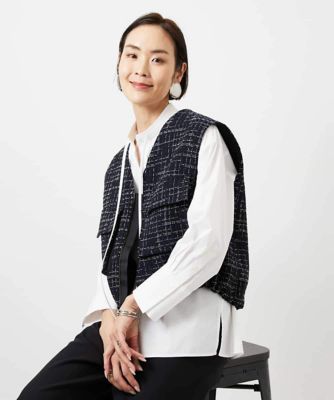 ＜MICHEL KLEIN (Women)＞ファンシーツイード　フィッシャーマンジレ