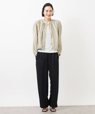 ［セットアップ対応］クラッシュレザーライクノーカラーブルゾン