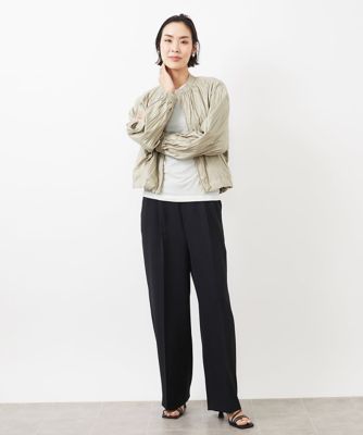 ［セットアップ対応］クラッシュレザーライクノーカラーブルゾン