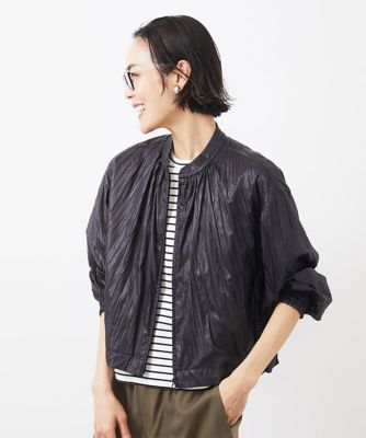 ［セットアップ対応］クラッシュレザーライクノーカラーブルゾン