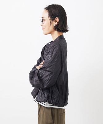 ［セットアップ対応］クラッシュレザーライクノーカラーブルゾン