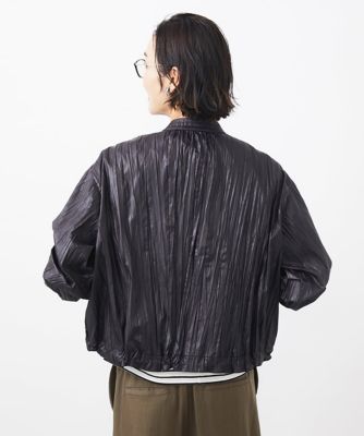 ［セットアップ対応］クラッシュレザーライクノーカラーブルゾン