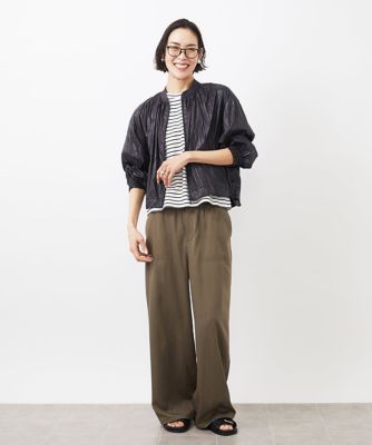 ［セットアップ対応］クラッシュレザーライクノーカラーブルゾン