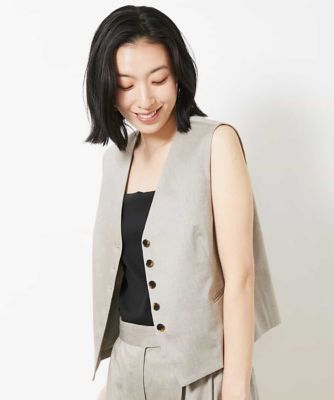 MICHEL KLEIN (Women)/ミッシェルクラン リネンブレンドヘリンボンジレ