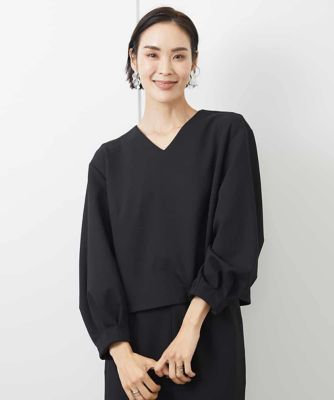 ＜MICHEL KLEIN (Women)＞ツイルジャージーＶネックプルオーバー（セットアップ対応）