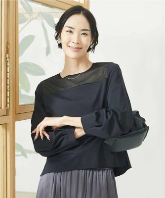 ＜MICHEL KLEIN (Women)＞シアー切り替えカットソー