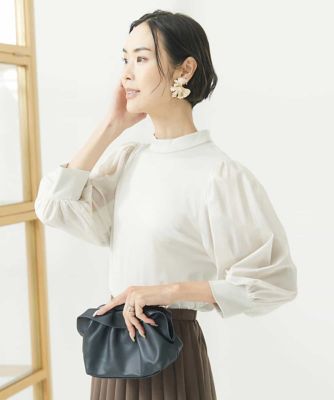 ＜MICHEL KLEIN (Women)＞異素材ボリュームスリーブカットソー