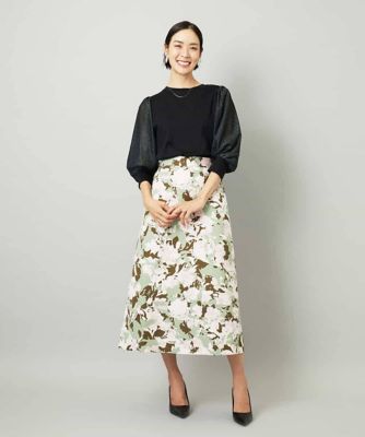 ミッシェルクラン（MICHEL ）/ラメチュールスリーブ異素材カットソー ラメチュールスリーブ異素材カットソー | MICHEL KLEIN (Women