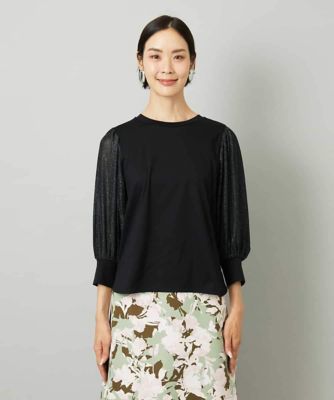 ミッシェルクラン（MICHEL ）/ラメチュールスリーブ異素材カットソー ラメチュールスリーブ異素材カットソー | MICHEL KLEIN (Women