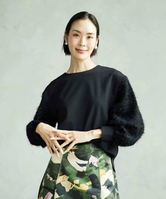 ミッシェルクラン（MICHEL ）/[小さいサイズ]パフスリーブ異素材カットソー パフスリーブ異素材カットソー | MICHEL KLEIN (Women)/ミッシェル