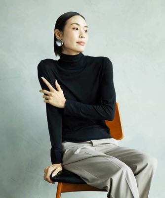 MICHEL KLEIN (Women)/ミッシェルクラン [レイヤードにおすすめ]シアーハイネックカットソー 94ブラック トップス【三越伊勢丹/公式】