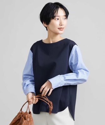 シャツ切り替えポンチカットソー