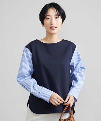 シャツ切り替えポンチカットソー
