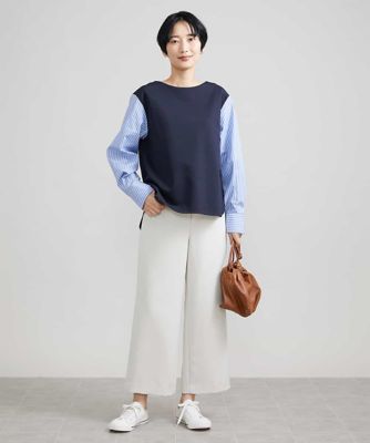 シャツ切り替えポンチカットソー