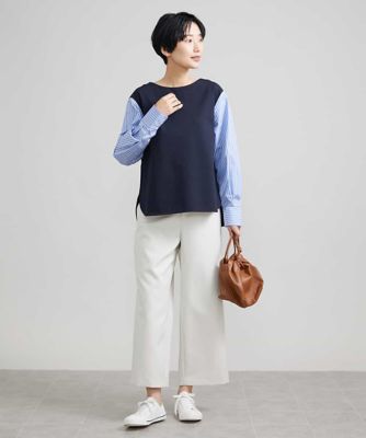 シャツ切り替えポンチカットソー