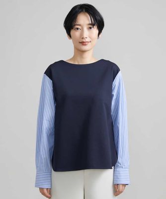 シャツ切り替えポンチカットソー