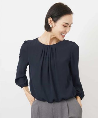 MICHEL KLEIN (Women)/ミッシェルクラン ［インナーにおすすめ］プリーツデザインブラウソー