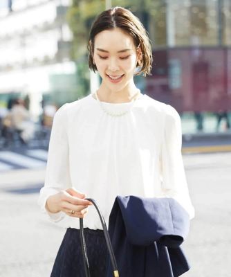 ＜MICHEL KLEIN (Women)＞［インナーにおすすめ］プリーツデザインブラウソー